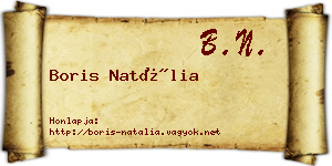 Boris Natália névjegykártya